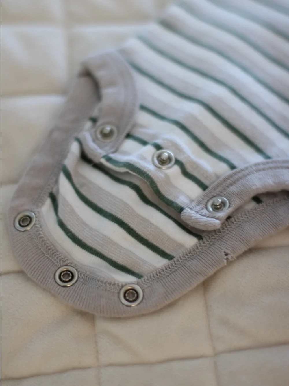 Carter's White and Green Striped Short-Sleeve Baby Bodysuit